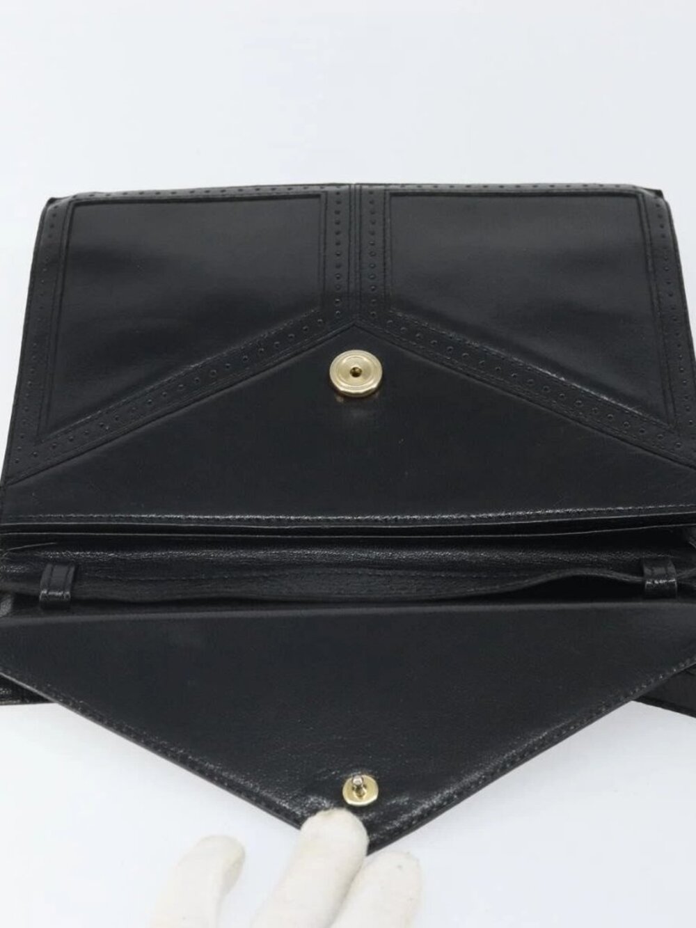 SAINT LAURENT Shoulder Bag Leather Black Gold Auth 170129 - Picture 10 of 16